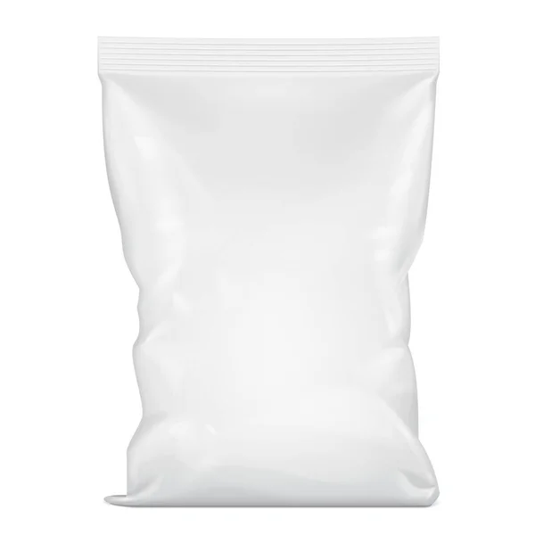 Mockup Blank Foil Paper Food Stand Poşet Sachet Paketi Beyaz — Stok Vektör