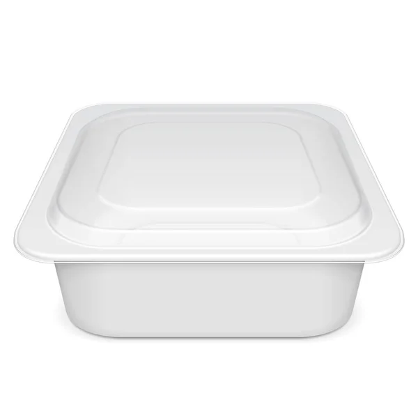 Mockup Κενό Κλειστό Κενό Styrofoam Πλαστικό Κουτί Δοχείων Τροφίμων Καπάκι — Διανυσματικό Αρχείο