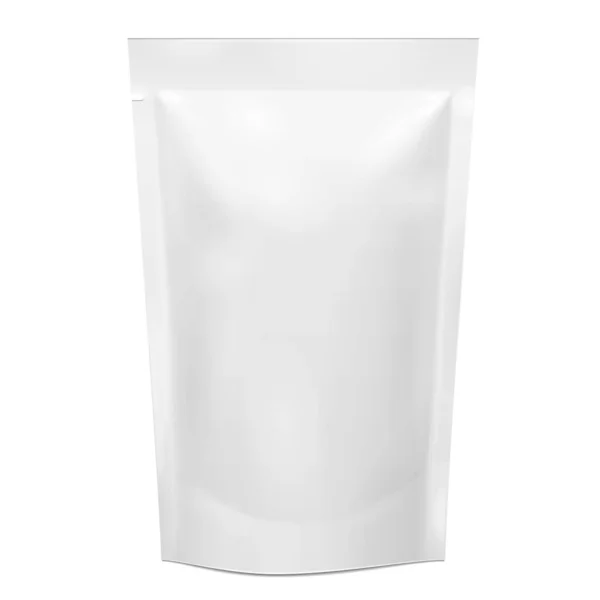 White Blank Foil Food Drink Doypack Bag Embalagem Modelo Mock — Vetor de Stock