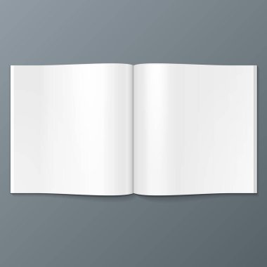 Mockup Blank Açık Dergisi, Kitap, Kitapçık, Broşür, Kapak. Gri arka planda izole edilmiş bir resim. Tasarımınız için şablonu hazırlayın. Vektör EPS10