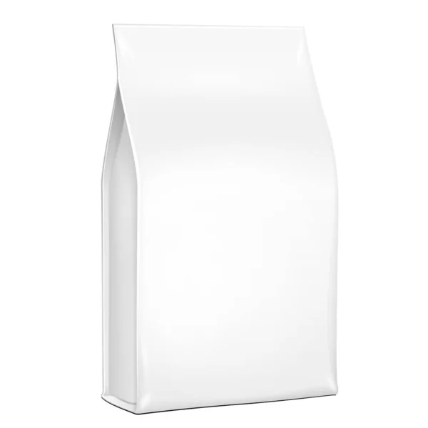 Mockup White Plastic Foil Paper Food Bag Package Coffee Spices — Vetor de Stock