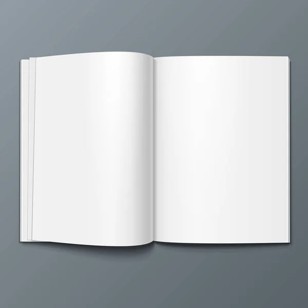 Κενό Ανοιγμένο Περιοδικό Βιβλίο Βιβλιάριο Φυλλάδιο Απεικόνιση Απομονωμένη Γκρι Φόντο — Διανυσματικό Αρχείο