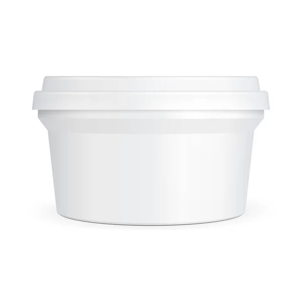 Mockup White Cup Tub Food Plastic Container Dessert Yogurt Ice — Stok Vektör