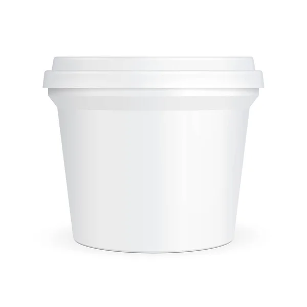 Mockup White Cup Tub Food Plastic Container Για Επιδόρπιο Γιαούρτι — Διανυσματικό Αρχείο