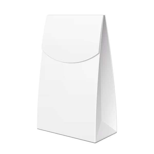 Embalaje Blanco Bolsa Caja Cartón Maqueta Para Comida Regalo Los — Vector de stock
