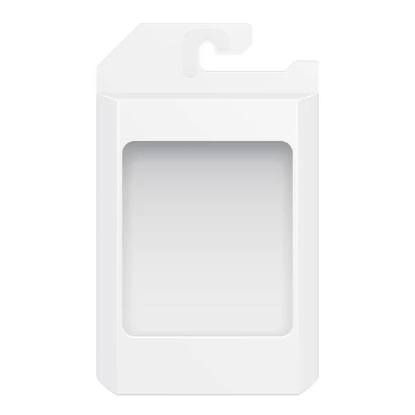 Макет Білого Продукту Коробки Ілюстрацією Вікна Ізольовані Білому Тлі Зробити — стоковий вектор