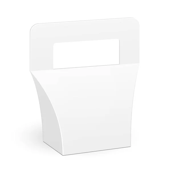 调校白色纸板箱包装食物 礼物或其他产品与处理 白色背景下的孤立说明 为您的设计准备模板 产品包装 — 图库矢量图片