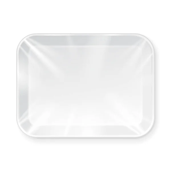 Mockup White Empty Blank Styrofoam Plastic Food Tray Container Illustration — Stock Vector