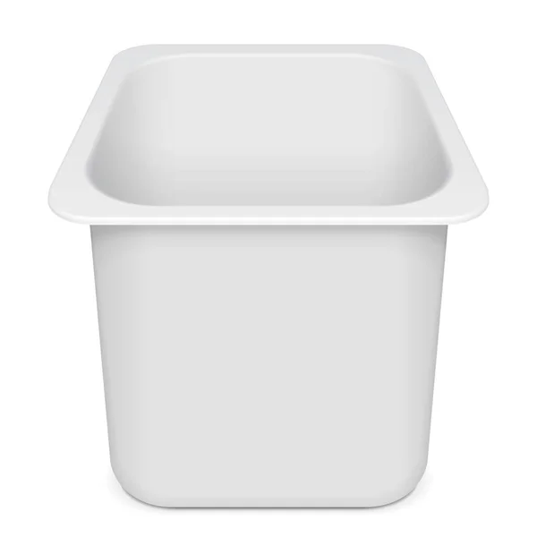 Mockup Vazio Fechado Branco Styrofoam Plástico Comida Bandeja Recipiente Caixa —  Vetores de Stock