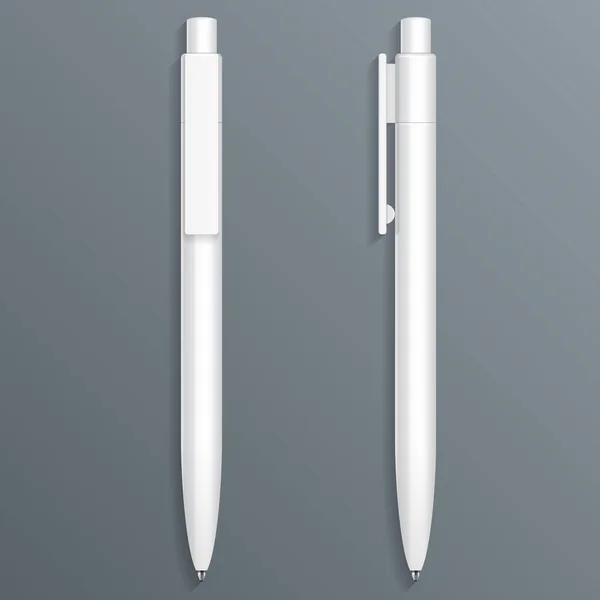 Mockup White Pen Pencil Marker Set Corporate Identity Branding Stationery — Stock Vector