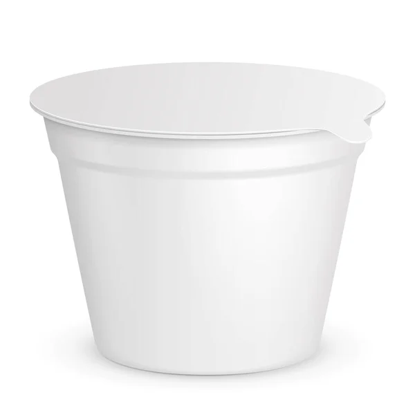 Mockup Food Plastic Tub Bucket Container För Efterrätt Yoghurt Glass — Stock vektor