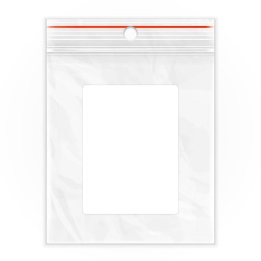 Boş Düz Düz Polonyalı Temizleme Çantası Boş Plastik Polietilen Poşet Paketi Fermuarlı, Ziplock. Beyaz arka planda izole edilmiş bir resim. Şablonu Uygula. Tasarımına hazırım. Vektör EPS10