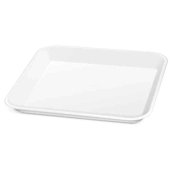 Mockup Κενό Κενό Styrofoam Πλαστικό Δοχείο Τροφίμων Σχάρα Πιάτο Πιάτο — Διανυσματικό Αρχείο