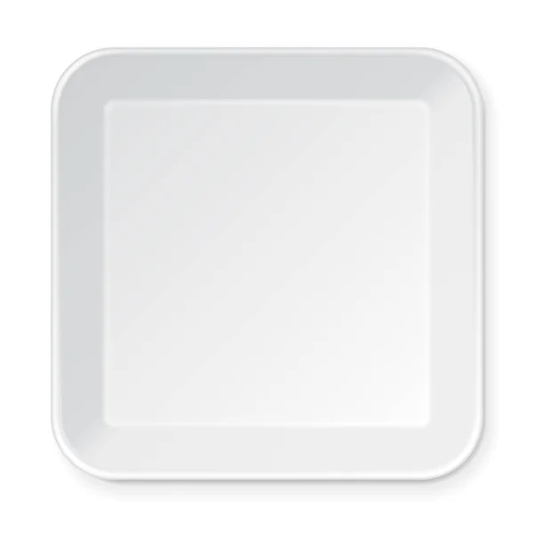 模型广场空空白泡沫塑料食品托盘集装箱 白色背景下的孤立说明 为您的设计准备模板 病媒Eps10 — 图库矢量图片