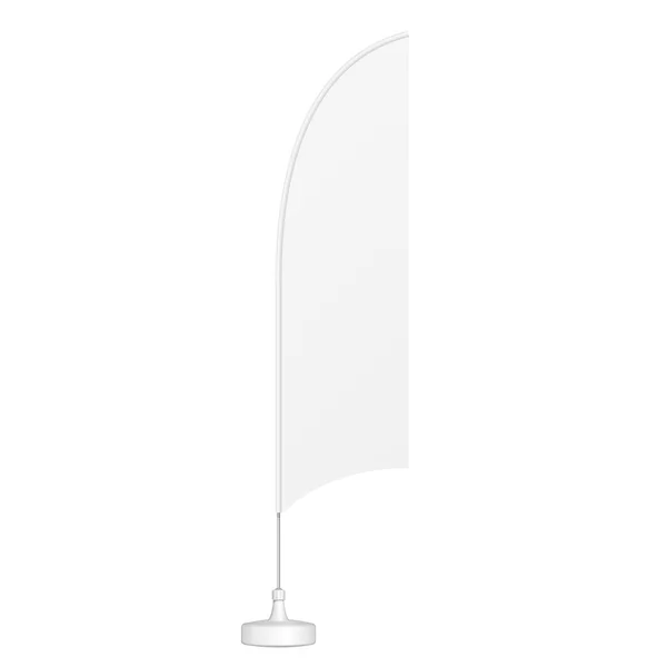 Mockup White Outdoor Blade Straight Feather Flag Stander Advertising Banner — Stockvector