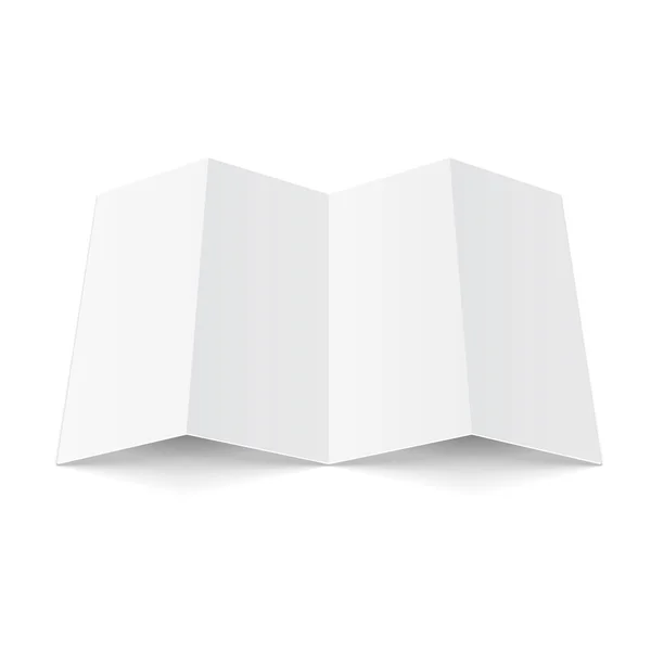 Mockup Blanco Four Folded Fold Paper Folder Flyer Broadsheet Flier — Stockvector