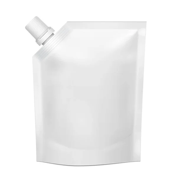 Mockup Blank Foil Doypack Food Beber Saco Bolsa Flexível Embalagem — Vetor de Stock