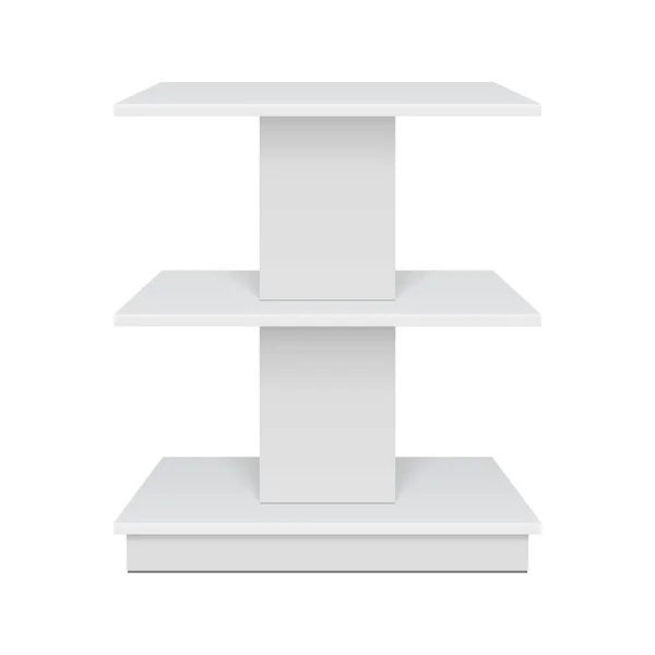 模拟正方形的奥地利Poi地板展示柜为超级市场展示Rack货架 前视图3D 白色背景下的孤立说明 为您的设计准备模板 产品广告 — 图库矢量图片