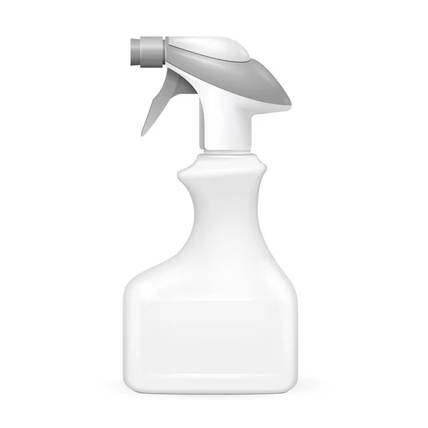 Mockup White Blank Spray Pistol Cleaner Plastic Fles Afbeelding Geïsoleerd — Stockvector