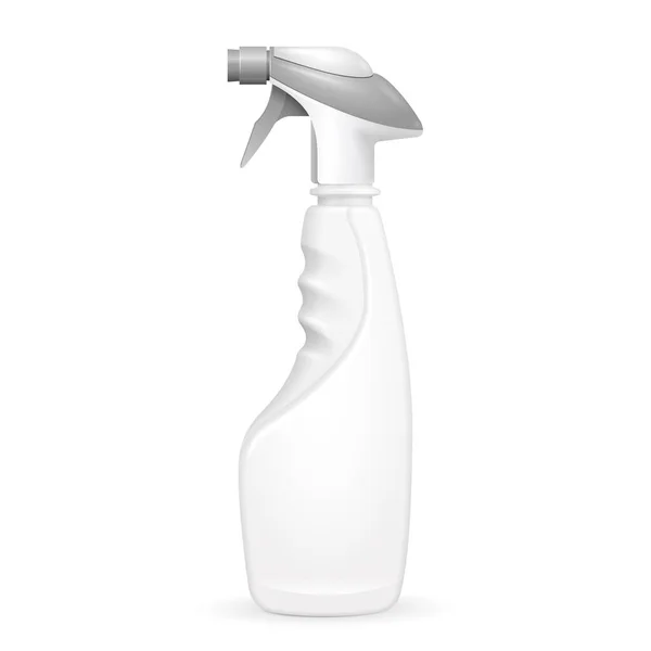 Mockup White Blank Spray Pistol Cleaner Plastic Bottle Illustration Isolated — Stock Vector