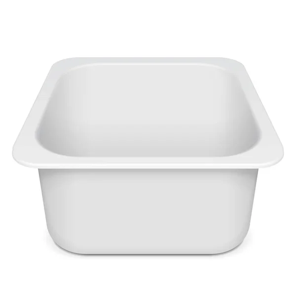 Mockup Vazio Branco Styrofoam Plástico Comida Bandeja Recipiente Caixa Ilustração — Vetor de Stock