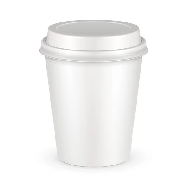 Модель Blank Paper Cup Лидом Контейнер Холодных Горячих Напитков Кофе — стоковый вектор