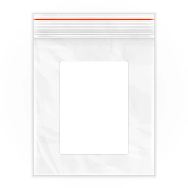 Mockup Blank Flat Poly Clear Bag Empty Plastic Polyethylene Bach — Stockový vektor