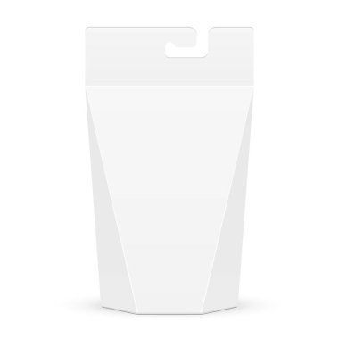 Yiyecek, Hediye ya da Askı Yuvalı Diğer Ürünler İçin Sahte Karton Paket Paketi. Beyaz arka planda izole edilmiş bir resim. Tasarımınız için şablonu hazırlayın. Ürün Toplama Vektörü illüstrasyonu