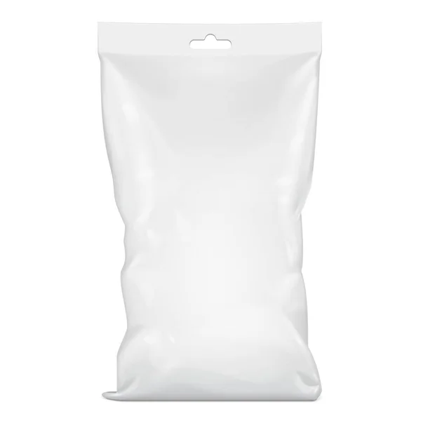 Mockup Blank Foil Food Stand Poşet Sachet Paket Paketi Beyaz — Stok Vektör