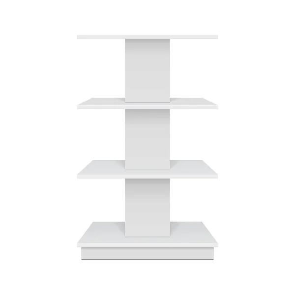 模拟正方形的奥地利Poi地板展示柜为超级市场展示Rack货架 前视图3D 白色背景下的孤立说明 为您的设计准备模板 产品广告 — 图库矢量图片#