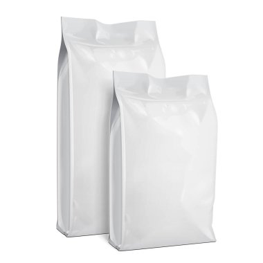 Mockup Blank Foil Or Paper Food Stand Up Pouch Snack Sachet Bag Packaging. Illustration Isolated On White Background. Mock Up, Mockup Template For Your Design. Vector EPS10