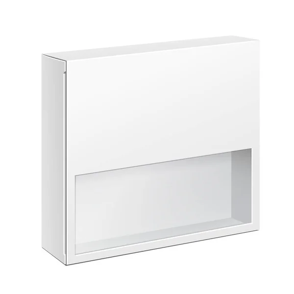 带窗户的纸板包装盒 白色背景下的孤立说明 准备好设计模板了 病媒Eps10 — 图库矢量图片