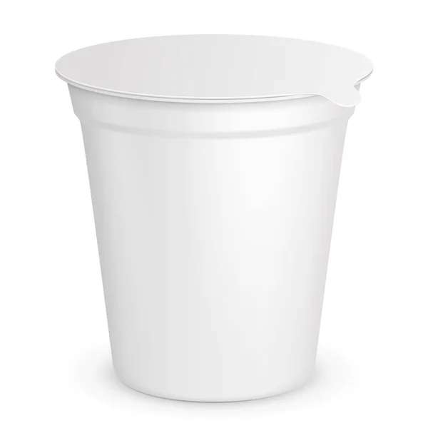 Mockup Πλαστικό Δοχείο Κουβά Τροφίμων Tub Για Επιδόρπιο Γιαούρτι Παγωτό — Διανυσματικό Αρχείο