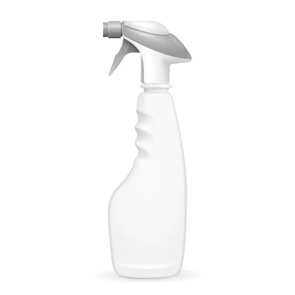 Mockup White Blank Spray Pistol Cleaner Plastic Bottle Illustration Isolated — Stock Vector