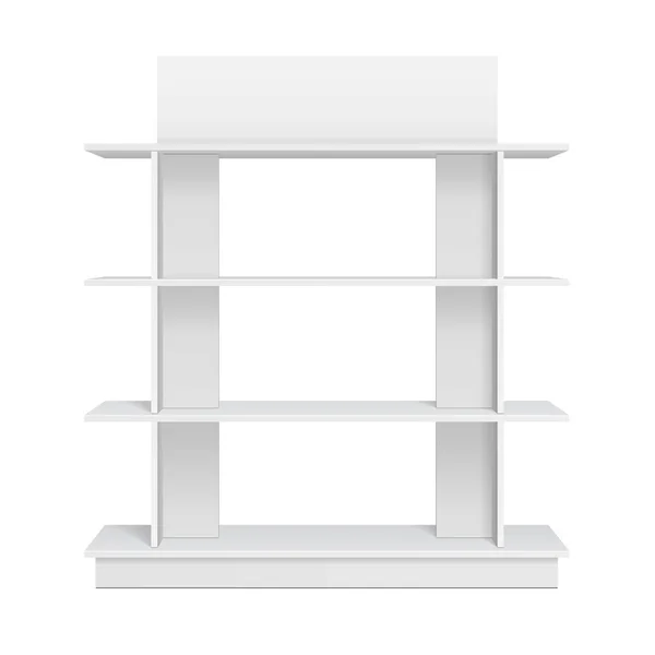 Mockup Display Rack Showcase För Stormarknad Med Butikshyllor Framifrån Illustration — Stock vektor