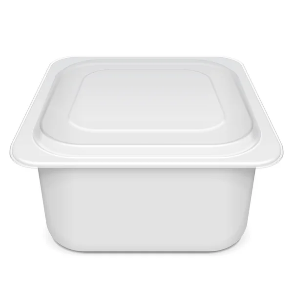 Mockup Empty Closed Blank Styrofoam Plastic Food Tray Container Box — 스톡 벡터