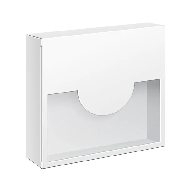 Mockup Product Cardboard Plastová Krabička Oknem Ilustrace Izolovaná Bílém Pozadí — Stockový vektor