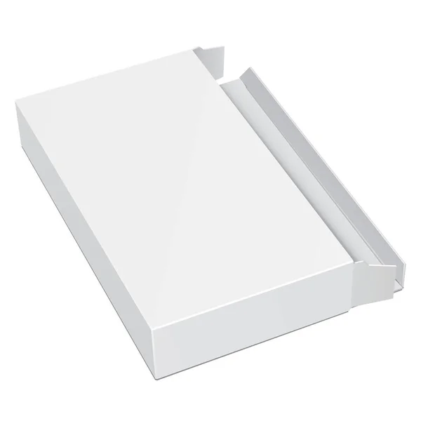 Mockup製品カードパッケージボックスを開きます フロントビュー 白を基調としたイラスト デザインのテンプレートをモックアップします ベクトルEps10 — ストックベクタ