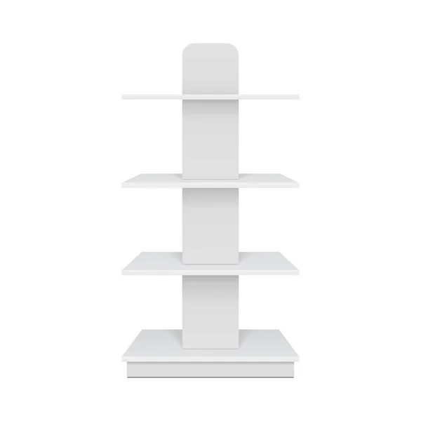 为超级市场展示Rack Showcase 史克威尔零售店前视图 在白色背景模型上孤立的示例为您的设计准备了模板 产品广告 — 图库矢量图片