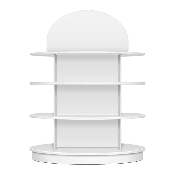 为超级市场展示Rack Showcase 椭圆零售弹壳 前视图 在白色背景下孤立的示例为您的设计创建模板 产品广告 — 图库矢量图片