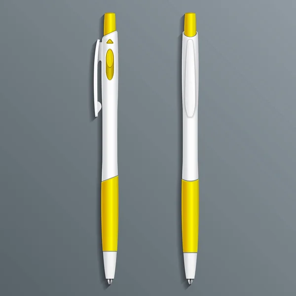 Mockup White Yellow Pen Kalem Şaretli Şirket Kimliği Marka Şablonları — Stok Vektör
