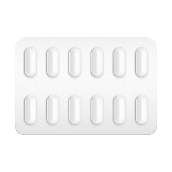 Mockup Film Coated Tablets Pill Blister Φάρμακα Από Κατάθλιψη Γρίπη — Διανυσματικό Αρχείο