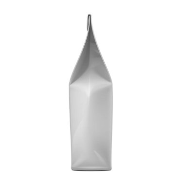 Mockup Blank Foil ya da Paper Food Stand Up Poşet Sachet Paketi. Yan Görünüm. Beyaz arka planda izole edilmiş bir resim. Tasarımınız için Model Şablonu. Vektör EPS10