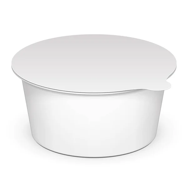 Contenitore Plastica Alimenti Tazza Chiusa Mockup Dessert Yogurt Gelato Panna — Vettoriale Stock