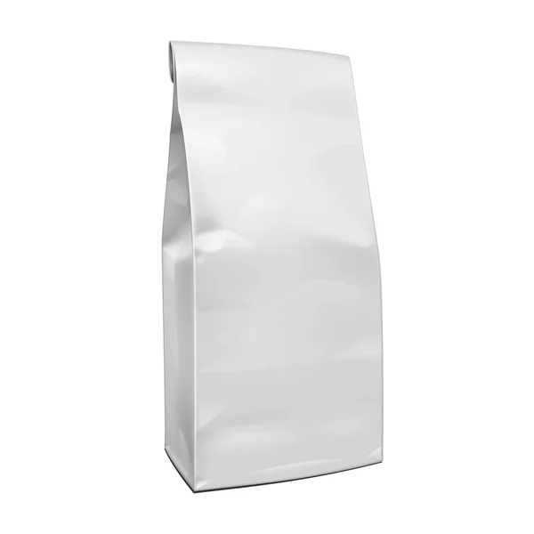 モックアップブランク箔または紙食品スタンドアップポーチスナックサシェバッグ包装 フロントビュー 白を基調としたイラスト モックアップ あなたのデザインのためのモックアップテンプレート ベクトルEps10 — ストックベクタ
