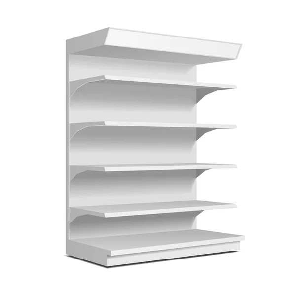 Mockup Blank Long Empty Showcase Display Retail Shelves Perspective View — Image vectorielle