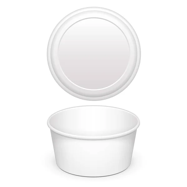 Mockup Open Cup Tub Food Plastic Container Med Lock För Stockvektor