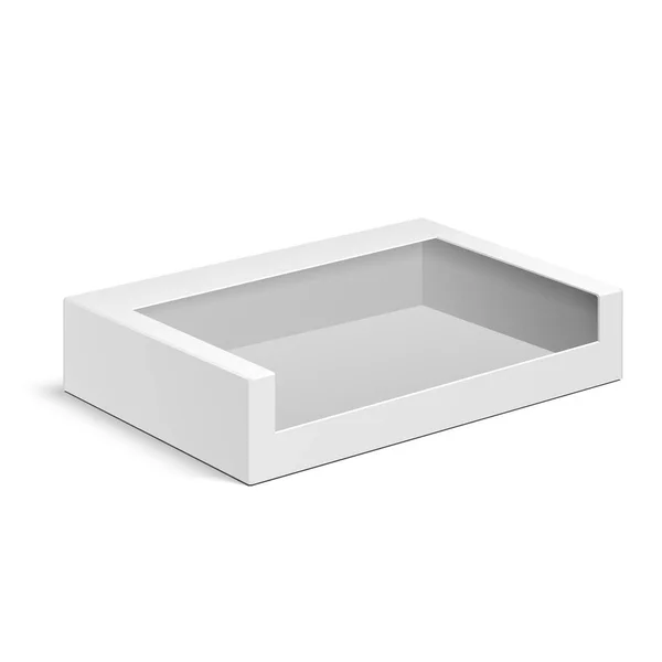 Πλαστικό Κουτί Συσκευασίας Χαρτονιού Προϊόντων Mockup Παράθυρο Εικονογράφηση Απομονωμένη Λευκό Διάνυσμα Αρχείου