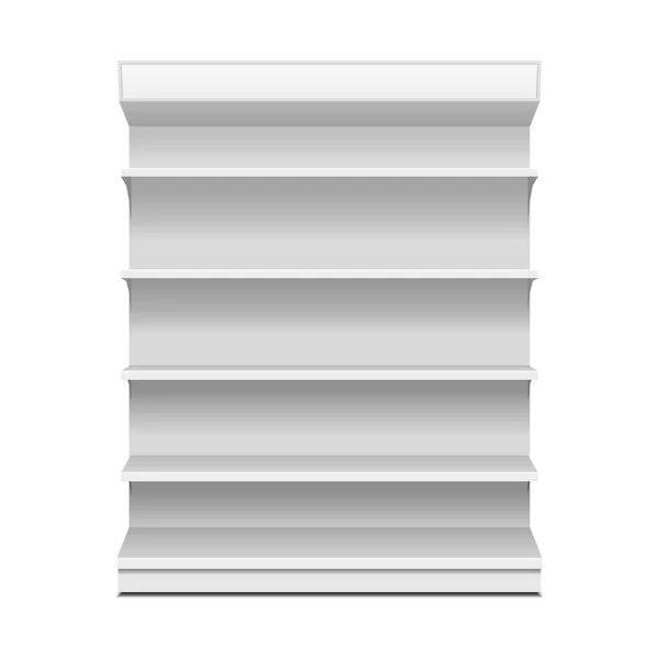 调校空白空陈列柜与零售货架展示 前视图3D 白色背景下的孤立说明 为你的设计制作模板 产品广告 病媒Eps10 免版税图库插图