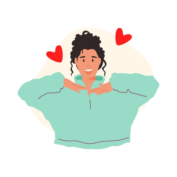 Healthy Mentality Self Care Illustration Set Happy Woman Feel Confident — Vector de stock